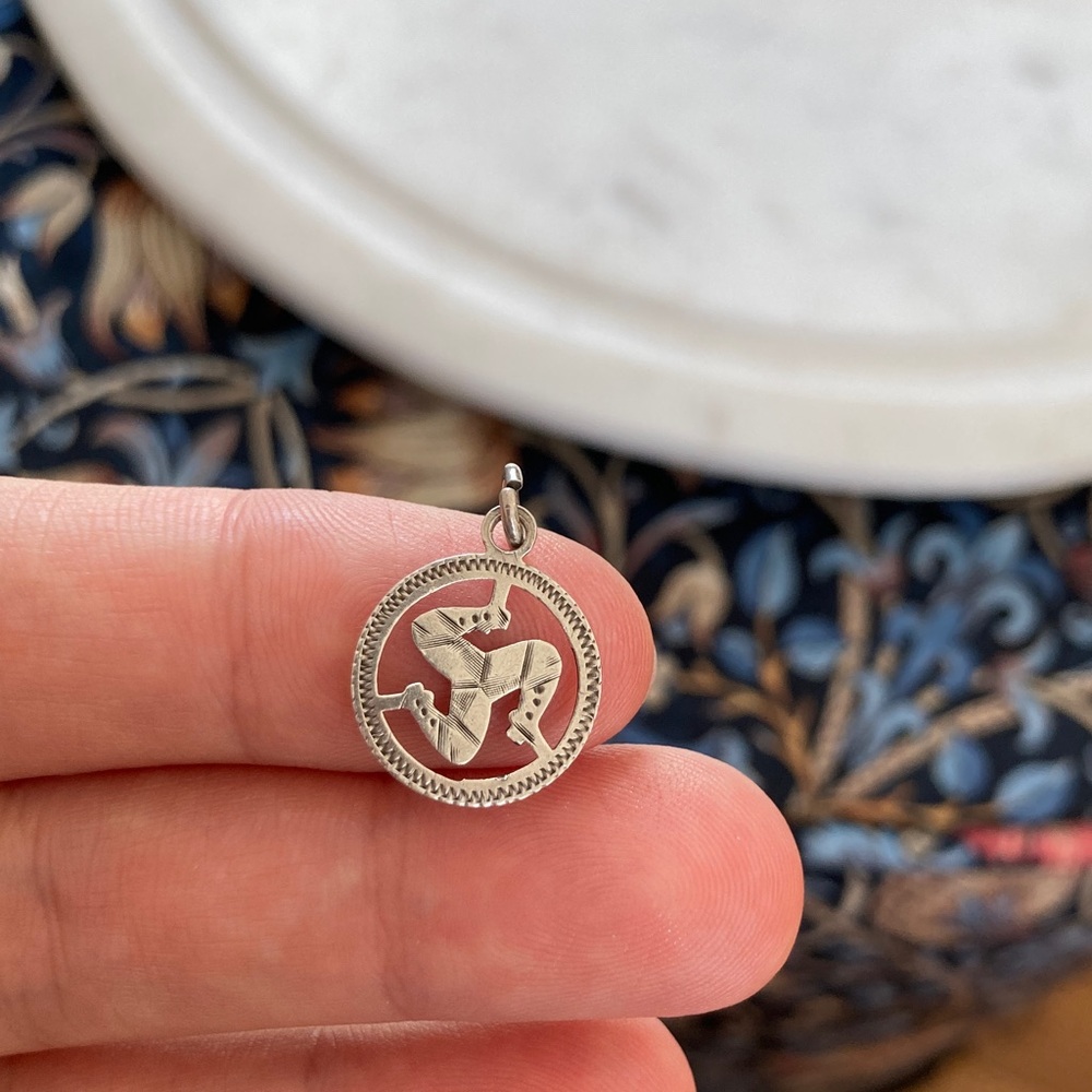 Antique Triskelion Three-Legged Charm Hallmarked Chester England Sterling